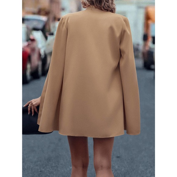 🌟 Open Front Cape Blazer jacket tan camel - Picture 2 of 8